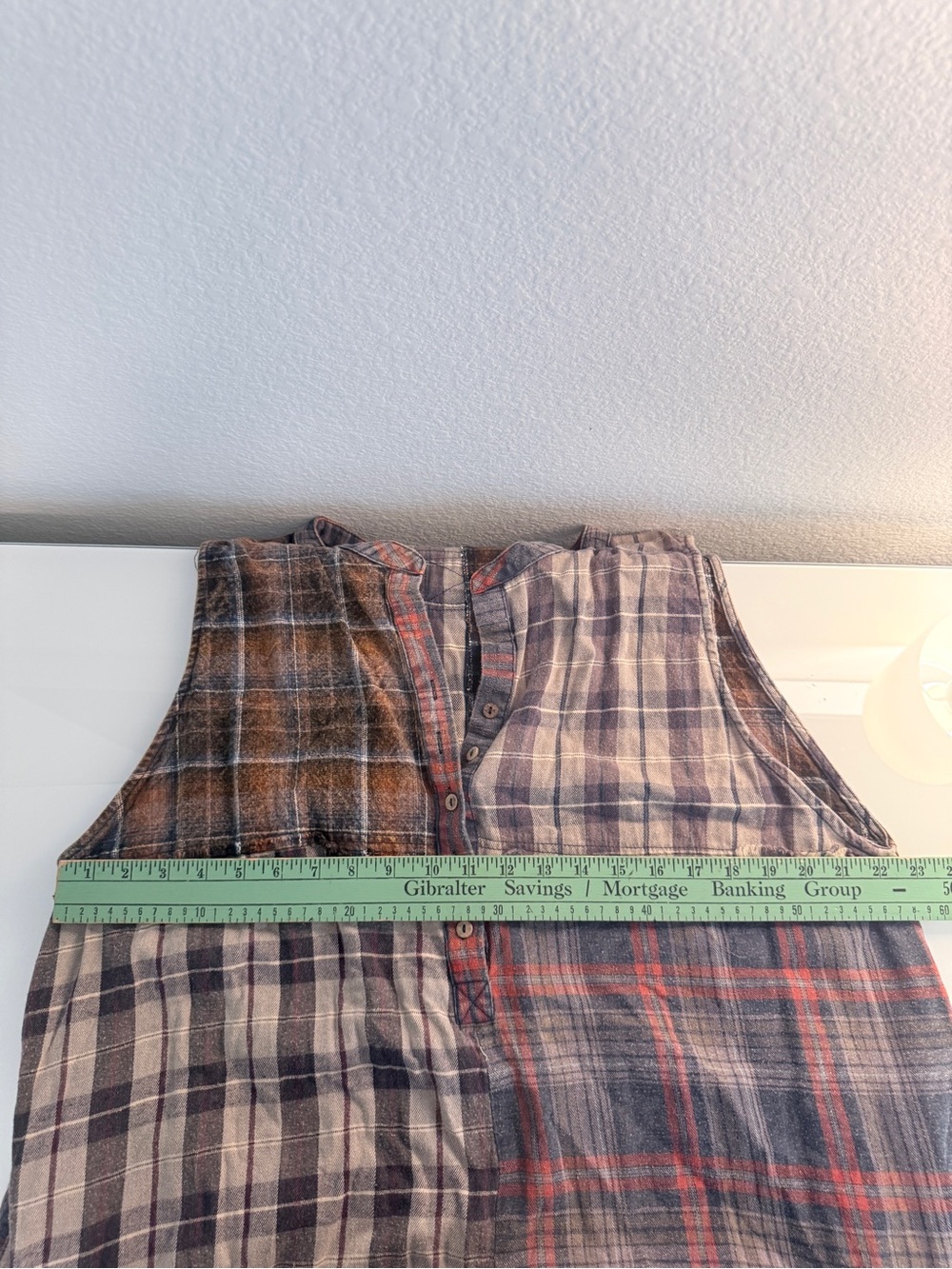Oli & Hali Patchwork Plaid Sleeveless Jumpsuit in Brown, Gray & Red - Picture 5 of 5